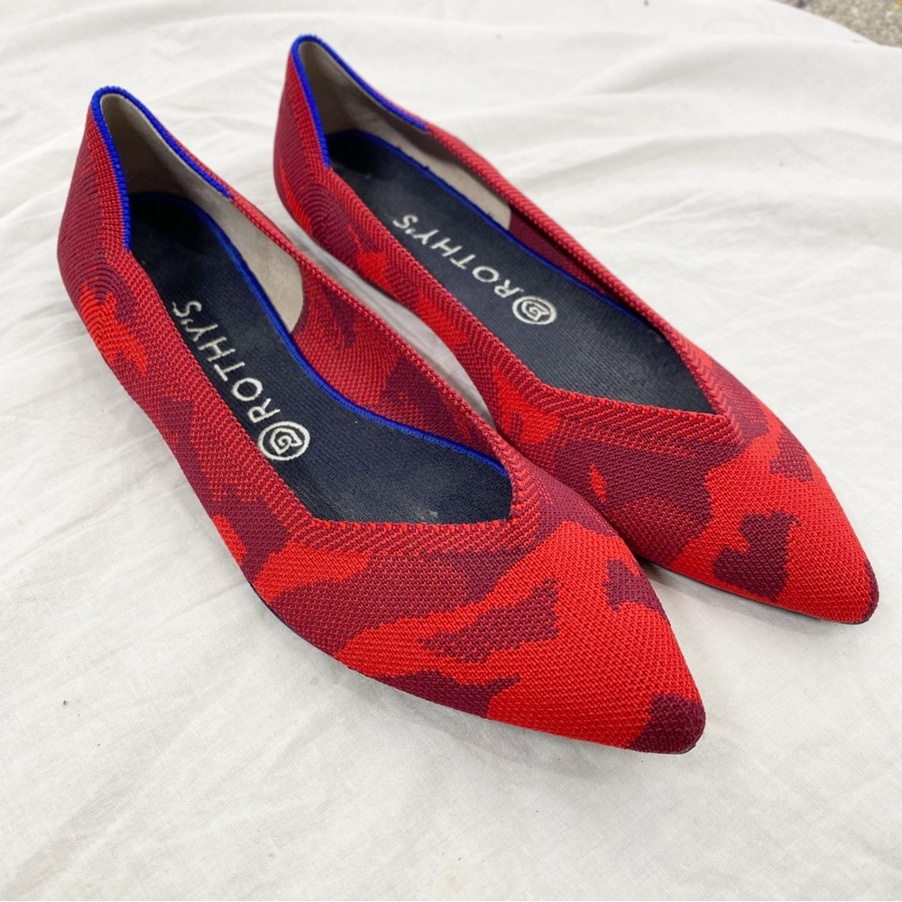 ROTHY’S red camo the point retired flats shoes